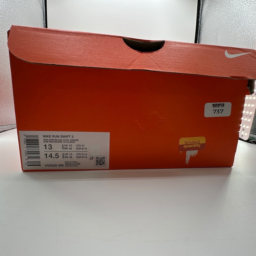 Nike Run Swift 3 Mens Running Shoes Mens 13 Iron Grey-Orange HV5226-068 NEW - Picture 13 of 13